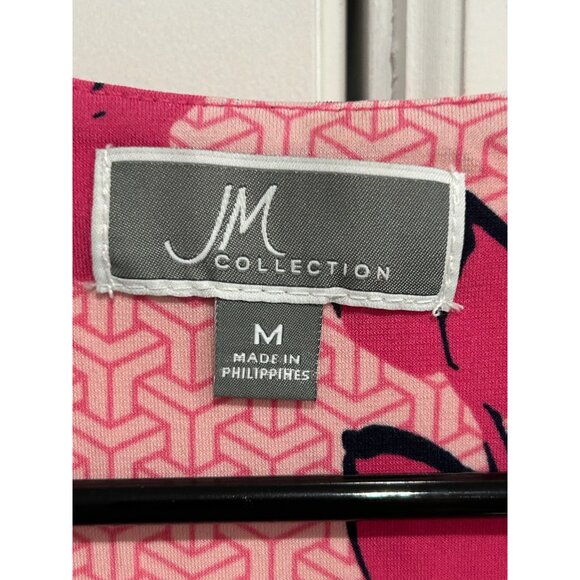 JM Collection Floral 3/4 Sleeve Top Pink Multi Sz Medium Embellished Bohemian - Picture 5 of 9